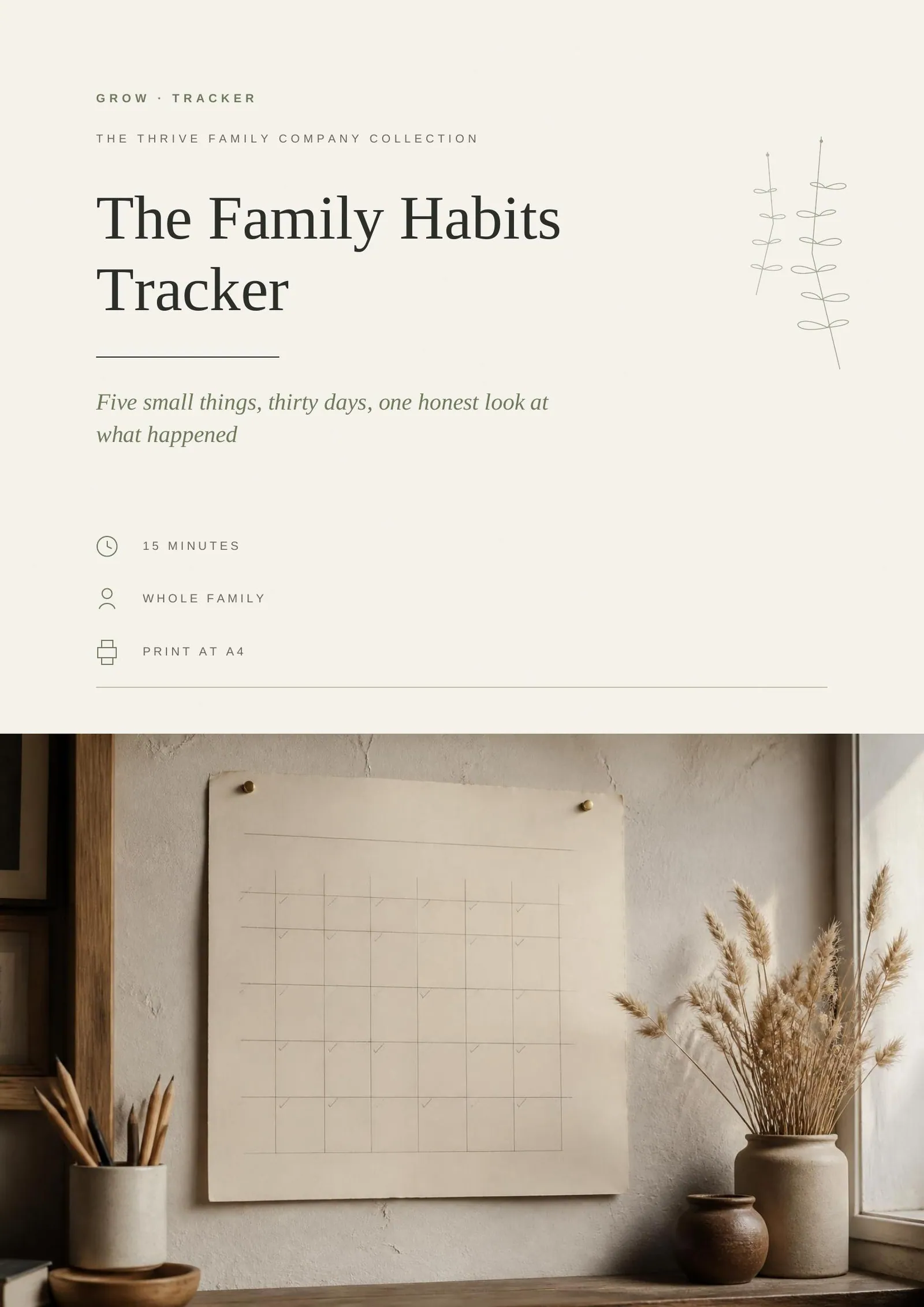 Cover of the printed tracker: The Family Habits Tracker