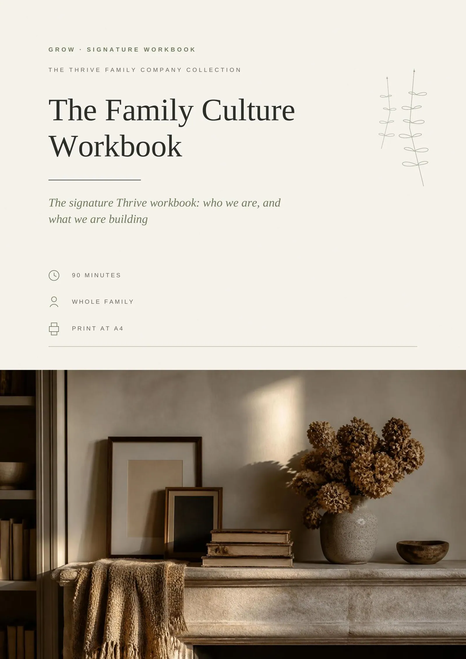 Cover of the printed worksheet: The Family Culture Workbook