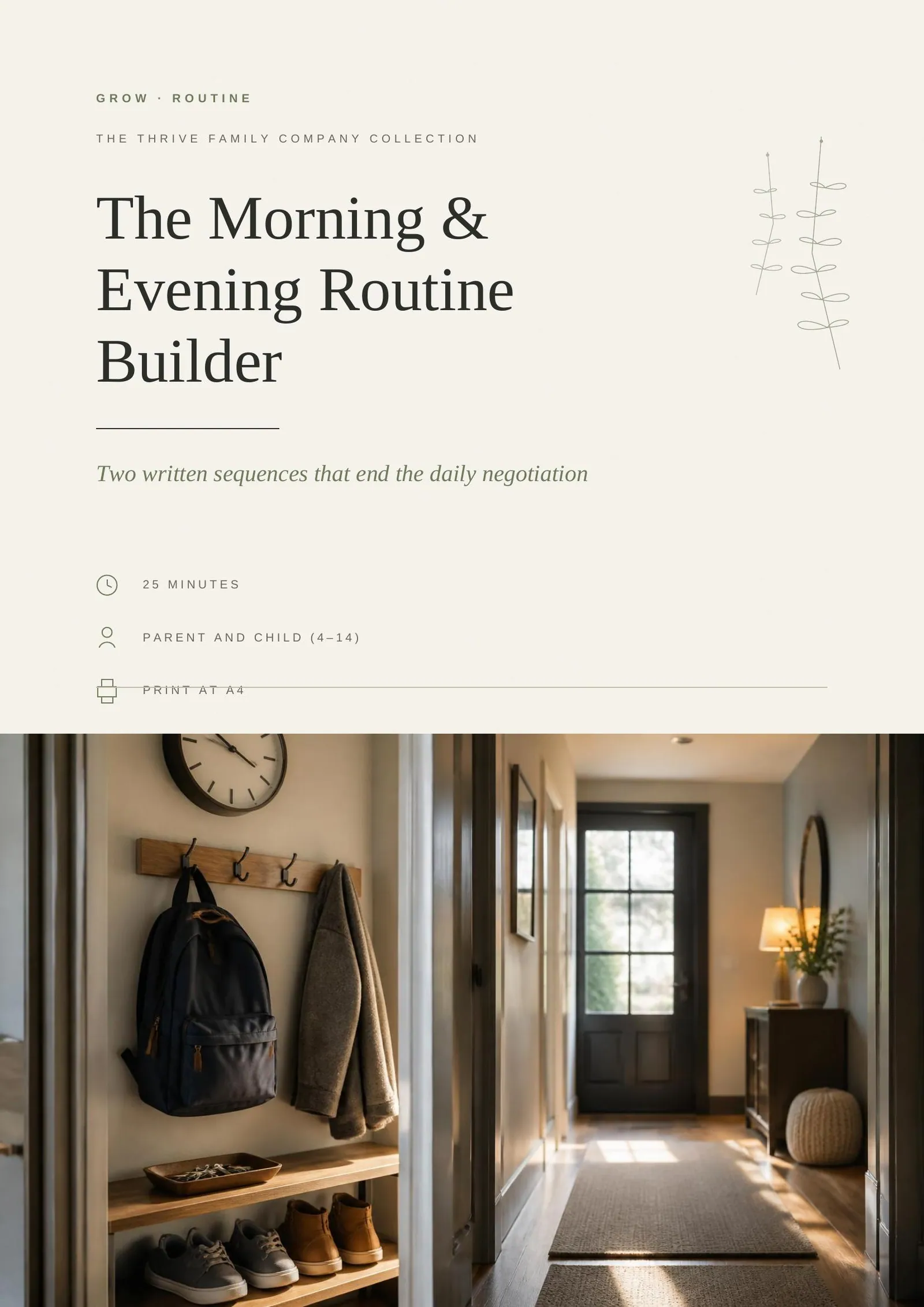 Cover of the printed visual support: The Morning & Evening Routine Builder