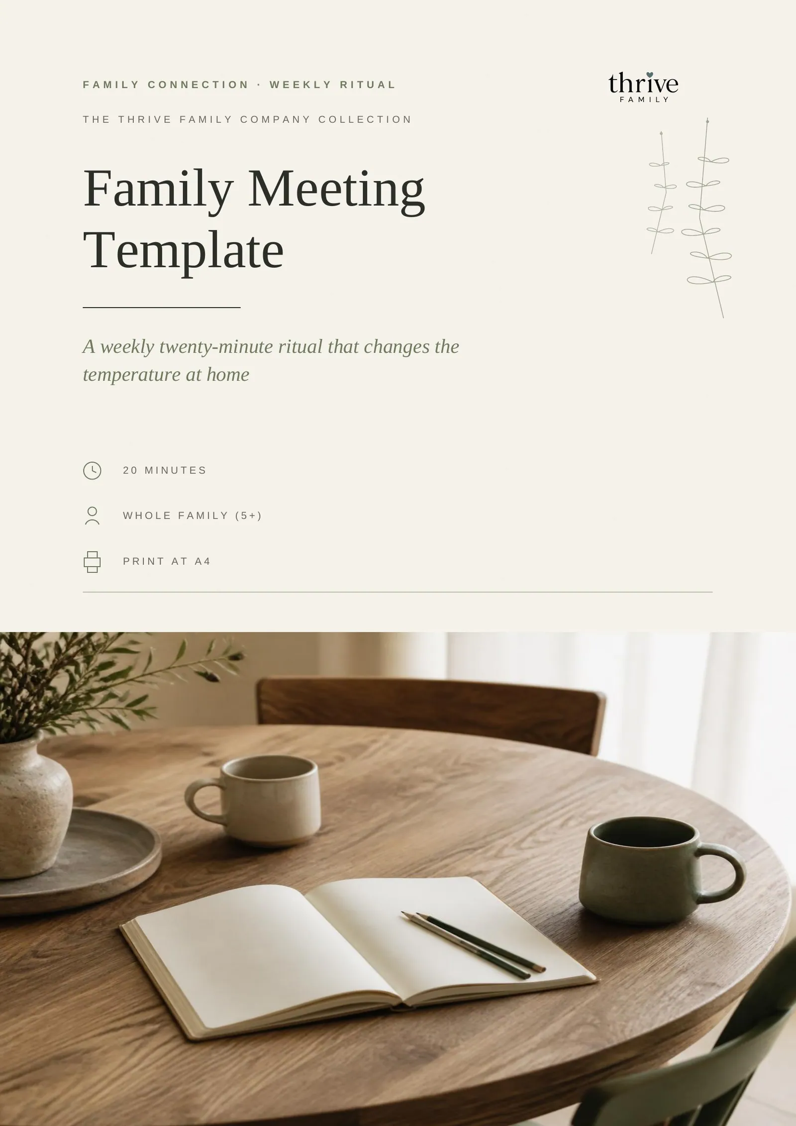 Cover of the printed template: Family Meeting Template