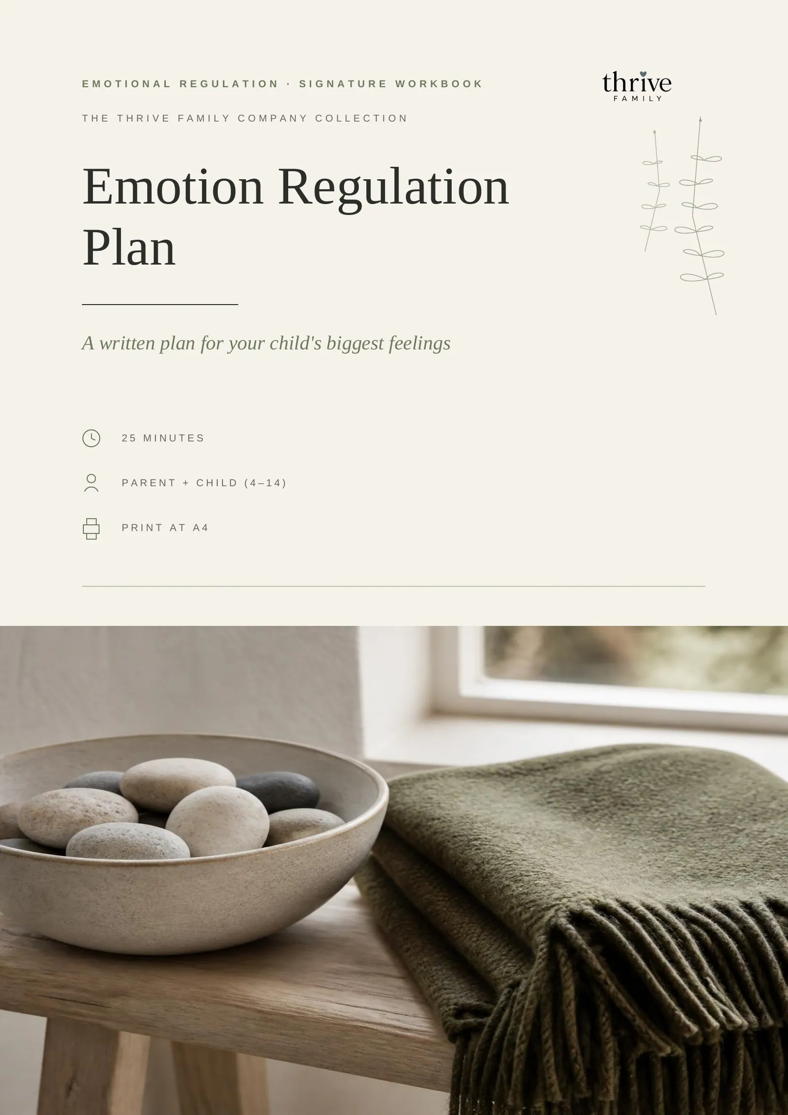 Cover of the printed planner: Emotion Regulation Plan