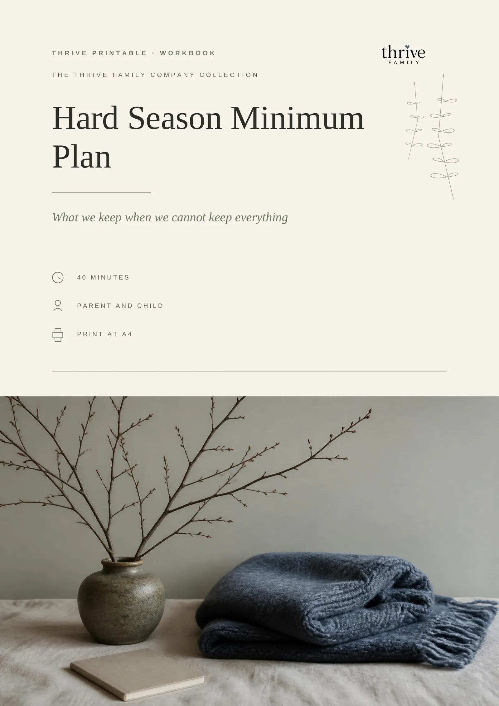Cover of the printed worksheet: Hard Season Minimum Plan