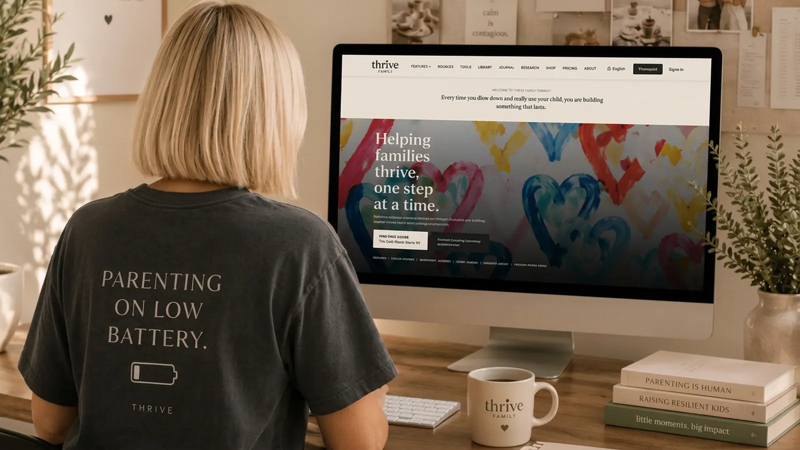 Sian working on the Thrive Family Company platform