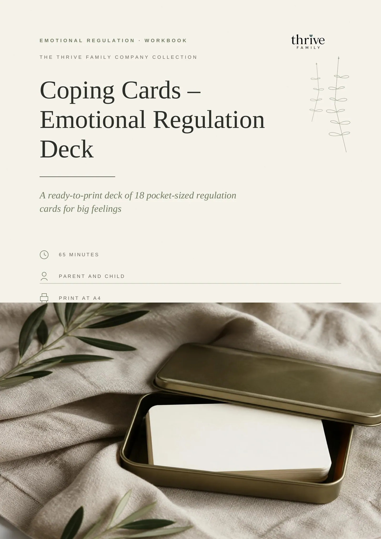 Cover of the printed printable: Coping Cards — Emotional Regulation Deck