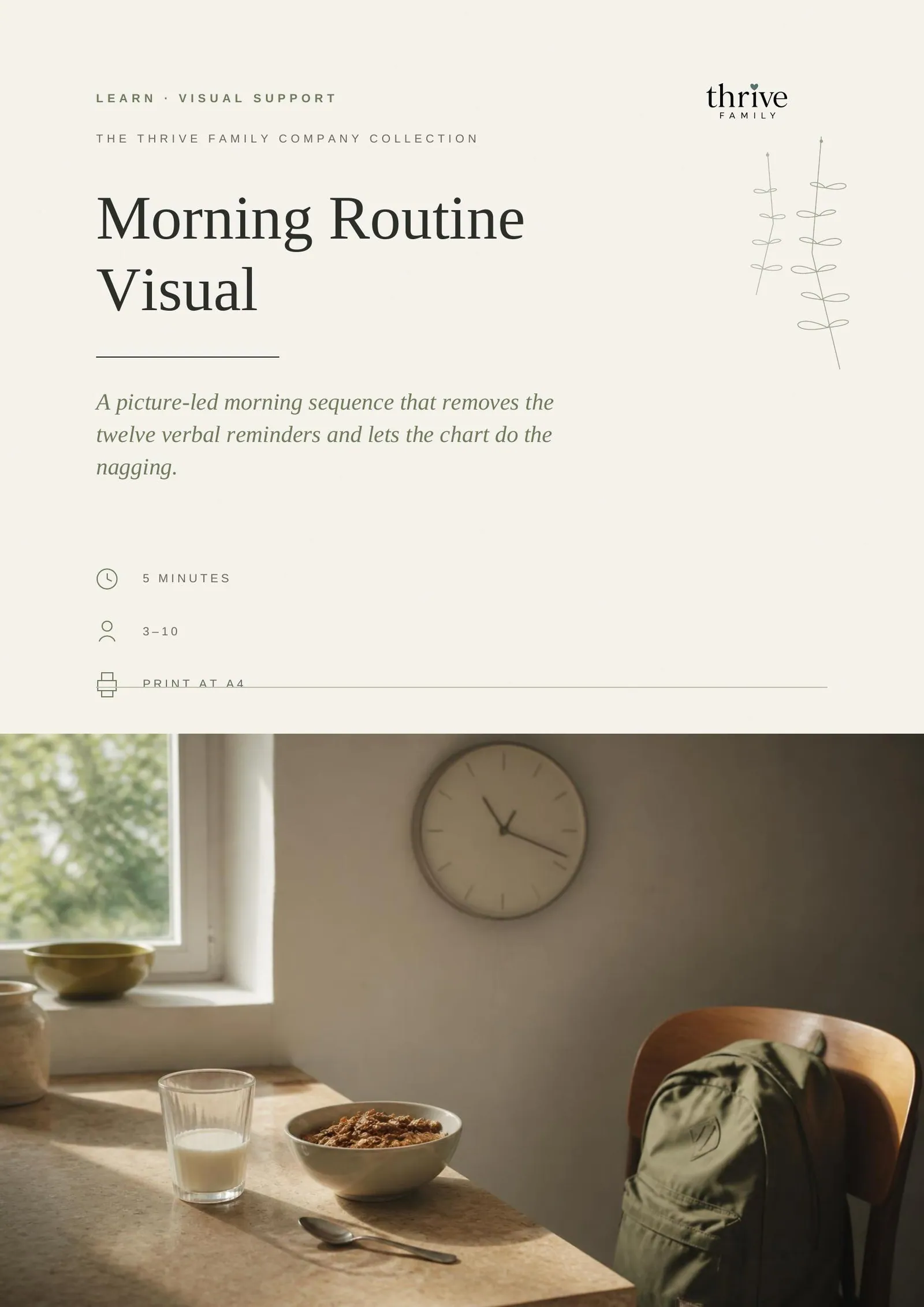 Cover of the printed visual support: Morning Routine Visual