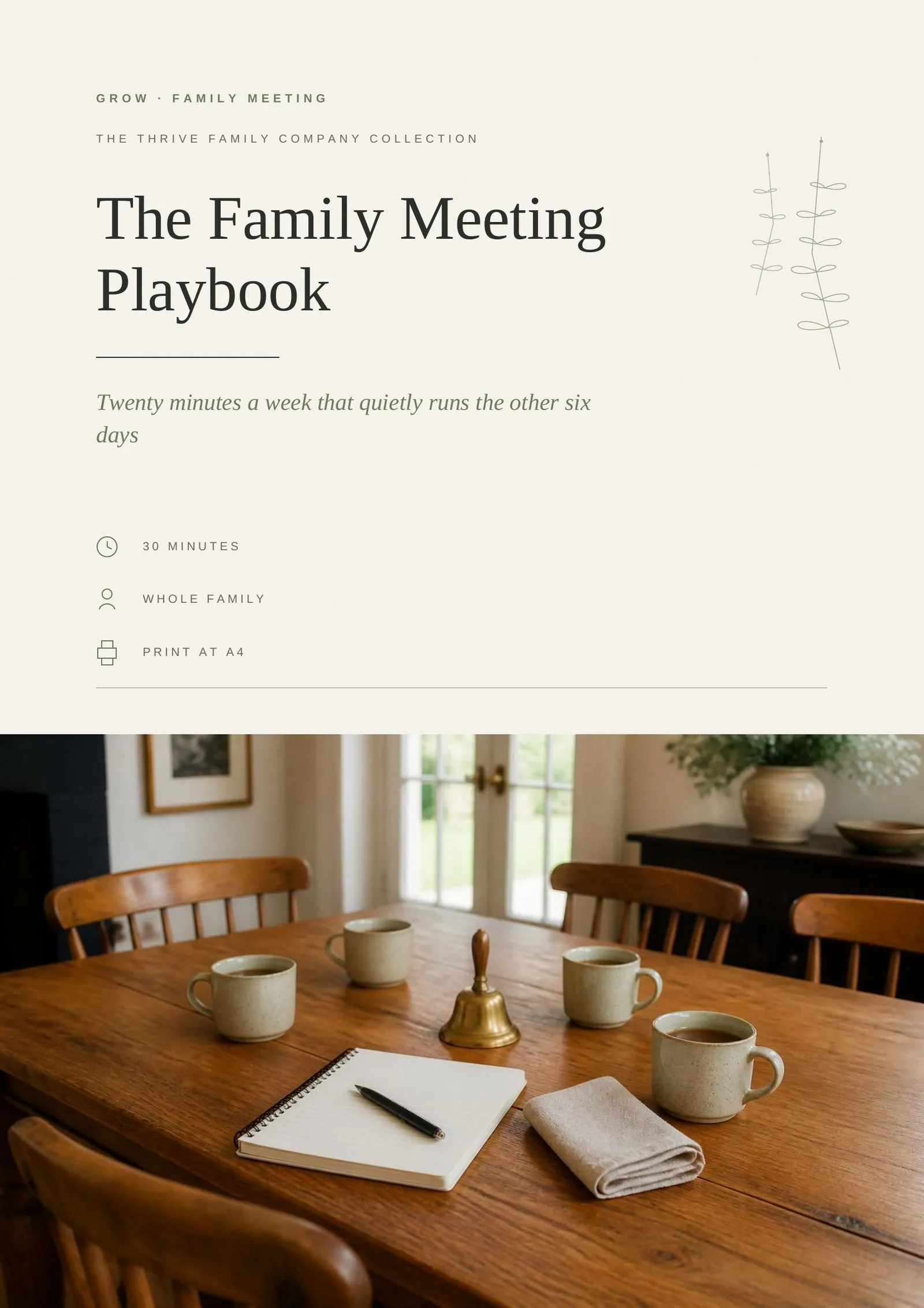 Cover of the printed planner: The Family Meeting Playbook