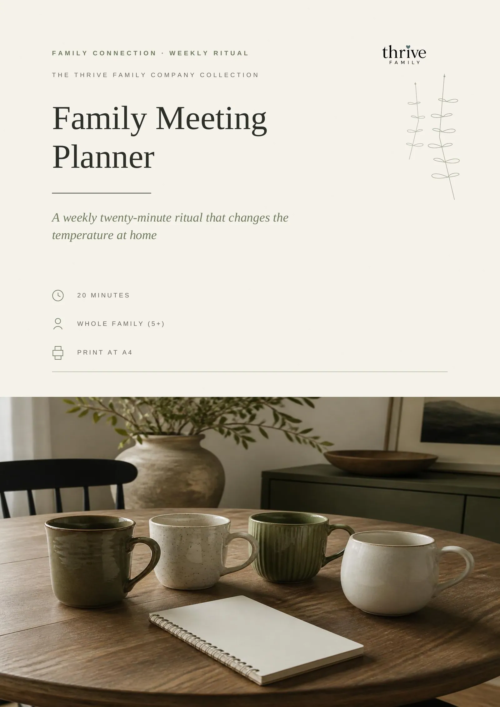 Cover of the printed planner: Family Meeting Planner