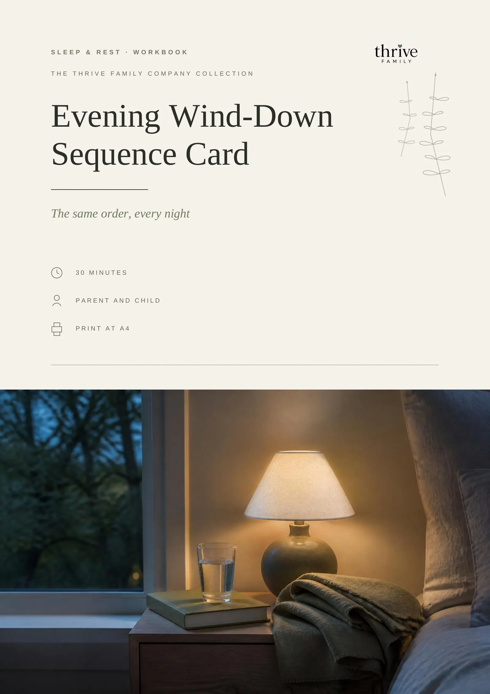 Cover of the printed printable: Evening Wind-Down Sequence