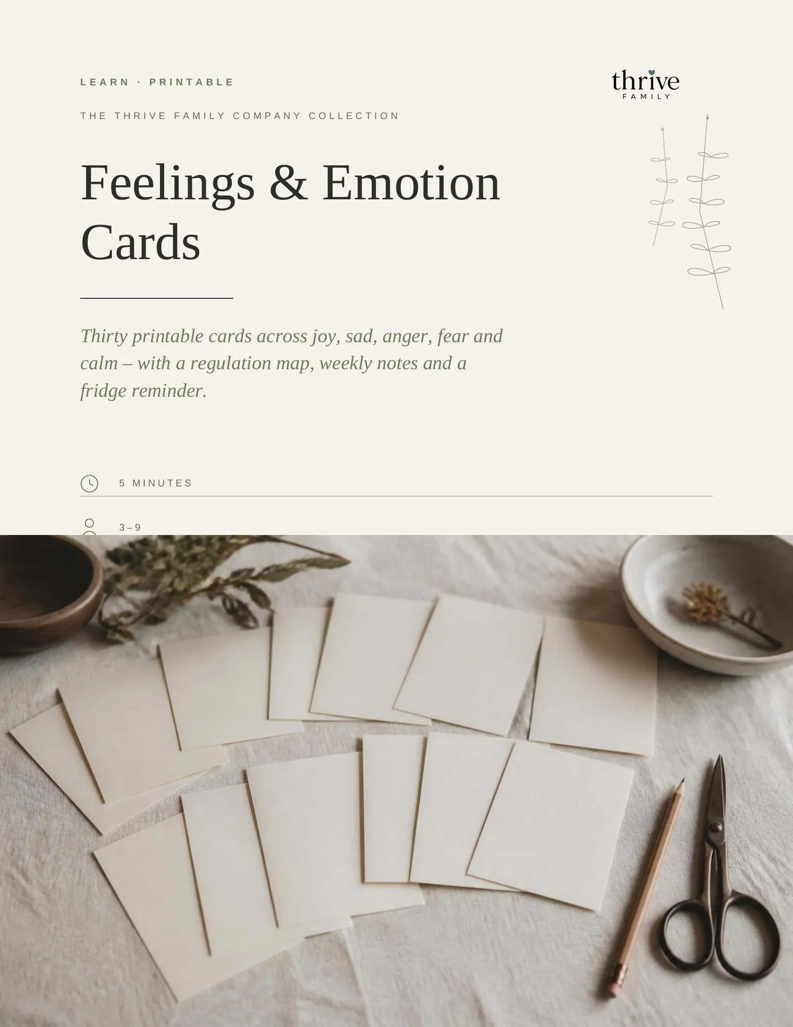 Cover of the printed printable: Feelings & Emotion Cards