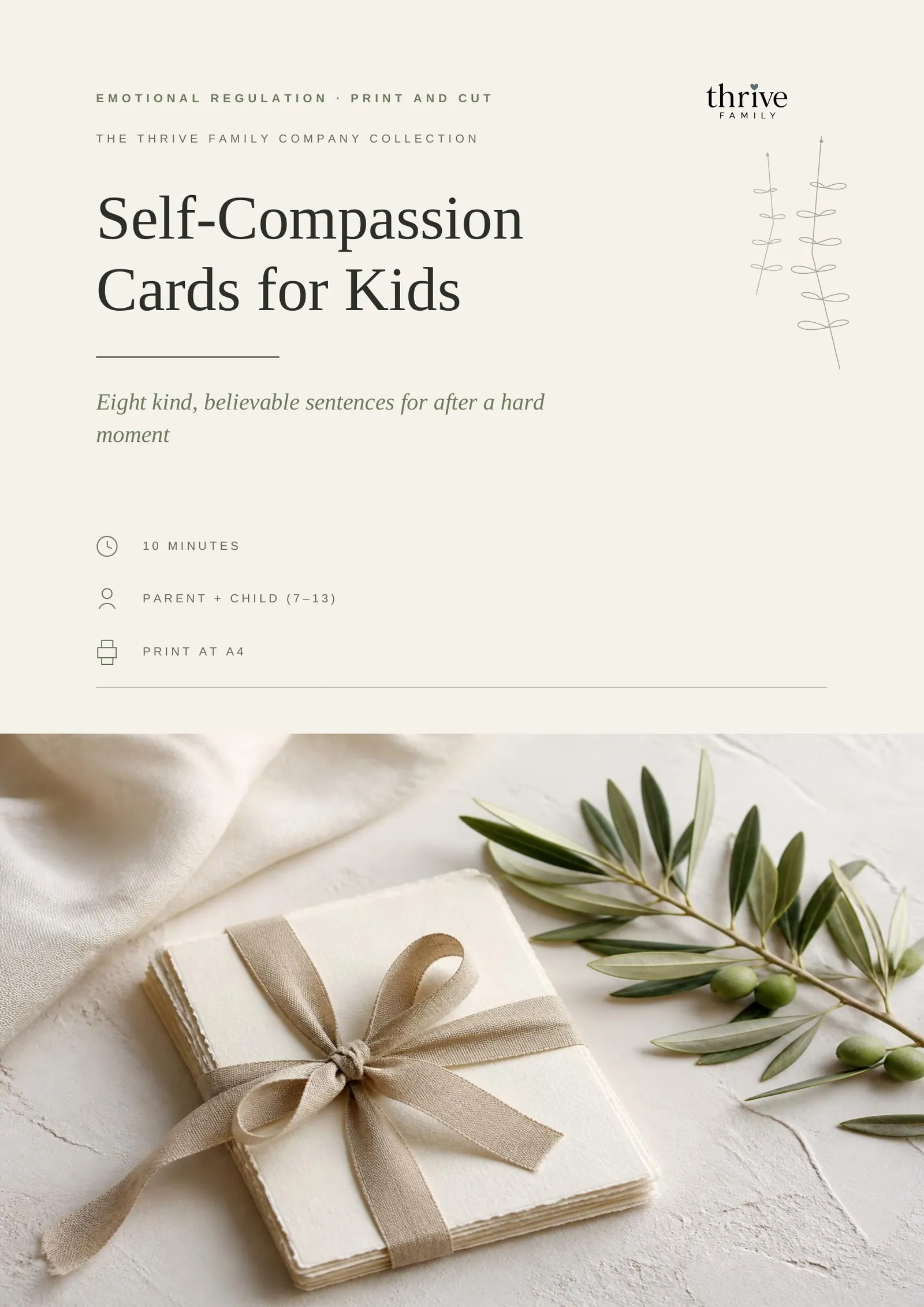 Cover of the printed printable: Self-Compassion Cards for Kids