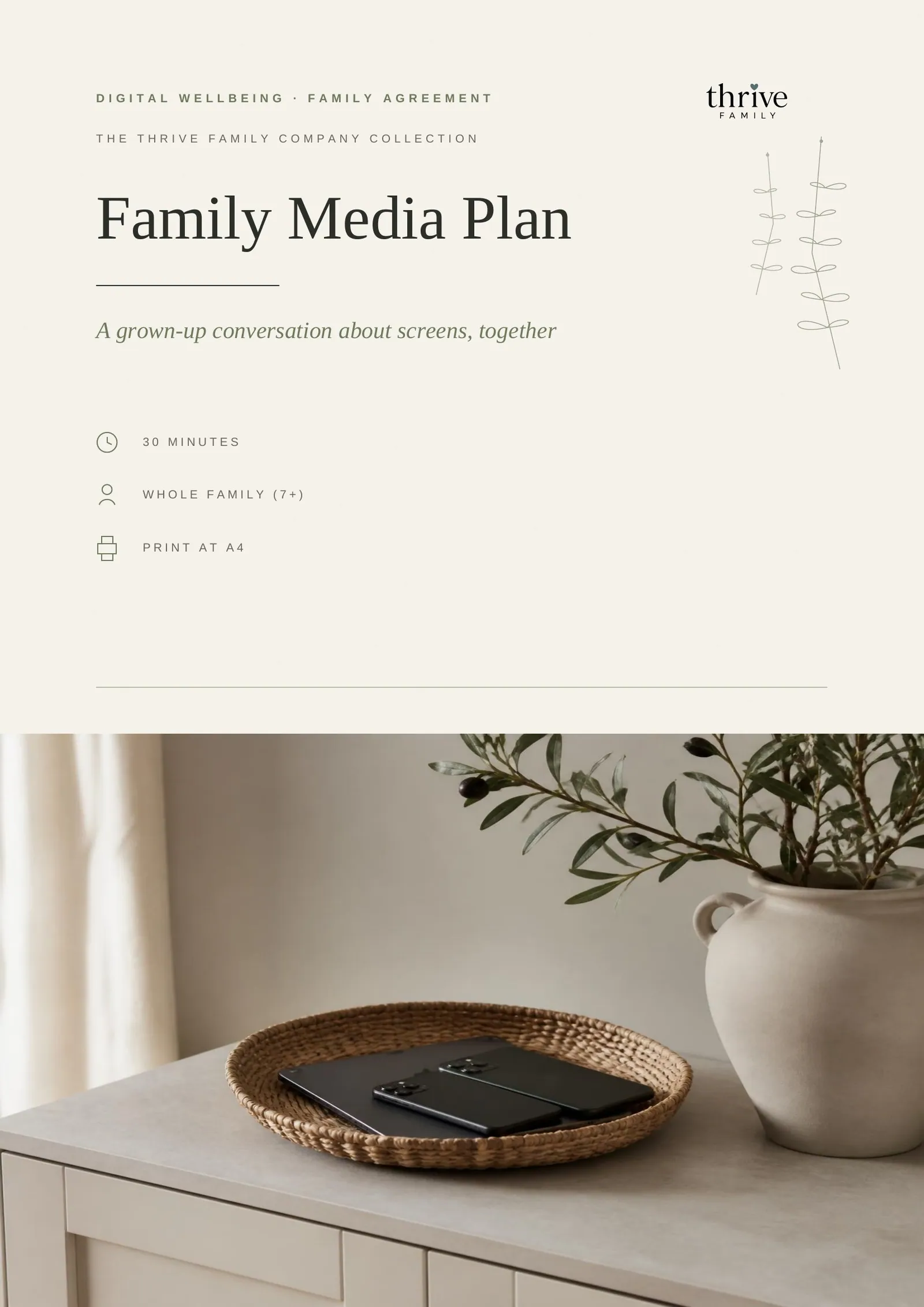 Cover of the printed template: Family Media Plan