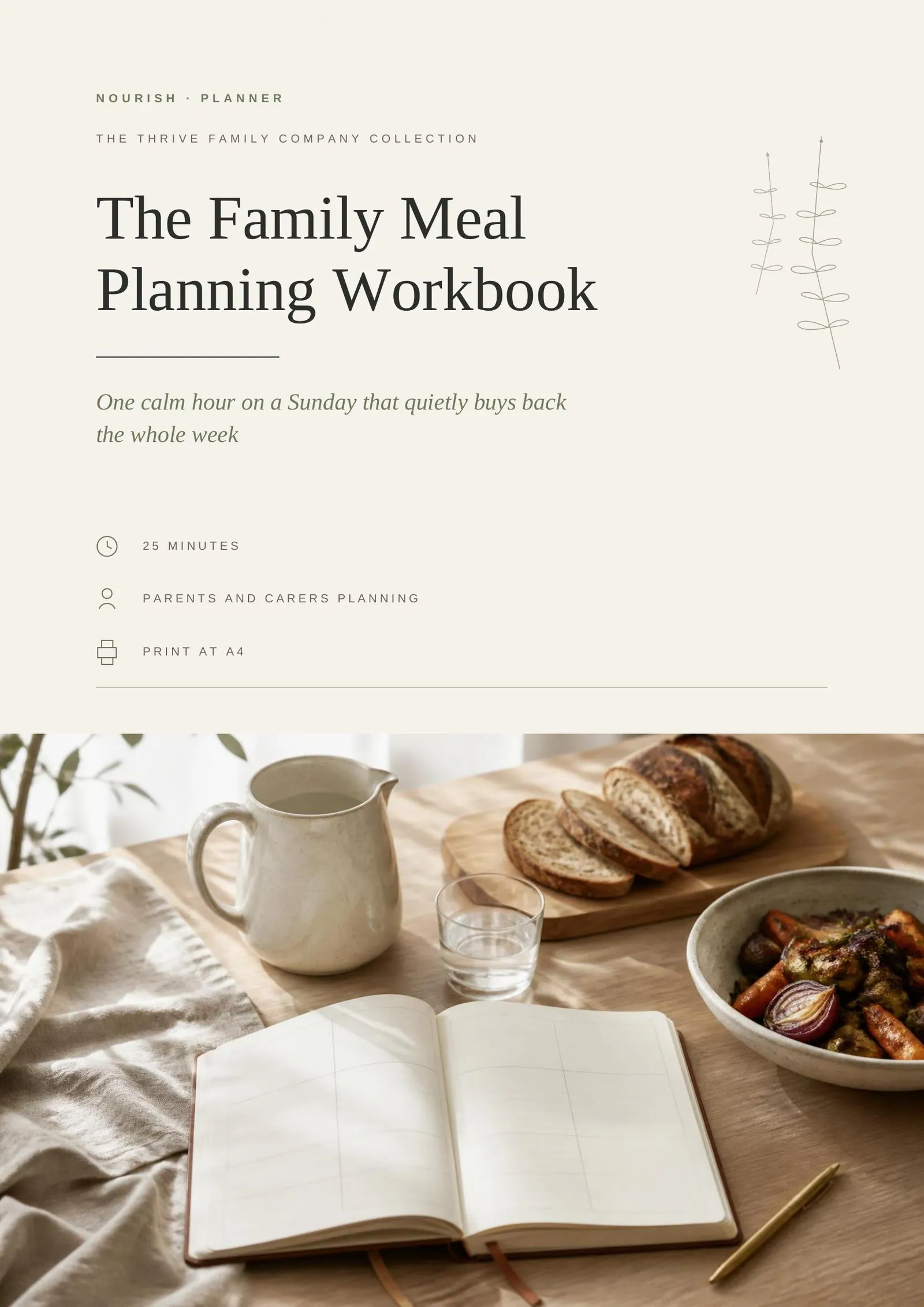 Cover of the printed planner: The Family Meal Planning Workbook