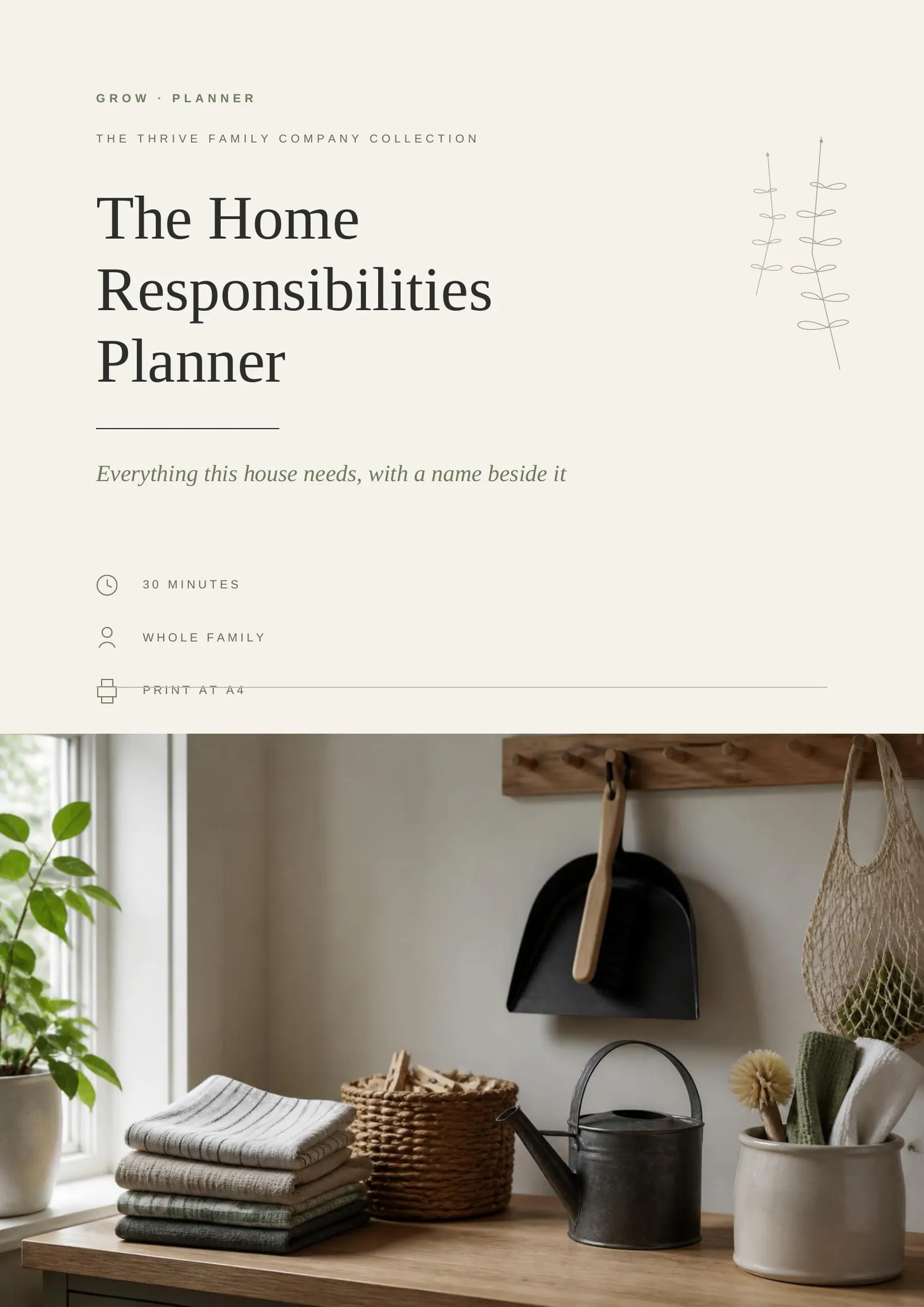 Cover of the printed planner: The Home Responsibilities Planner