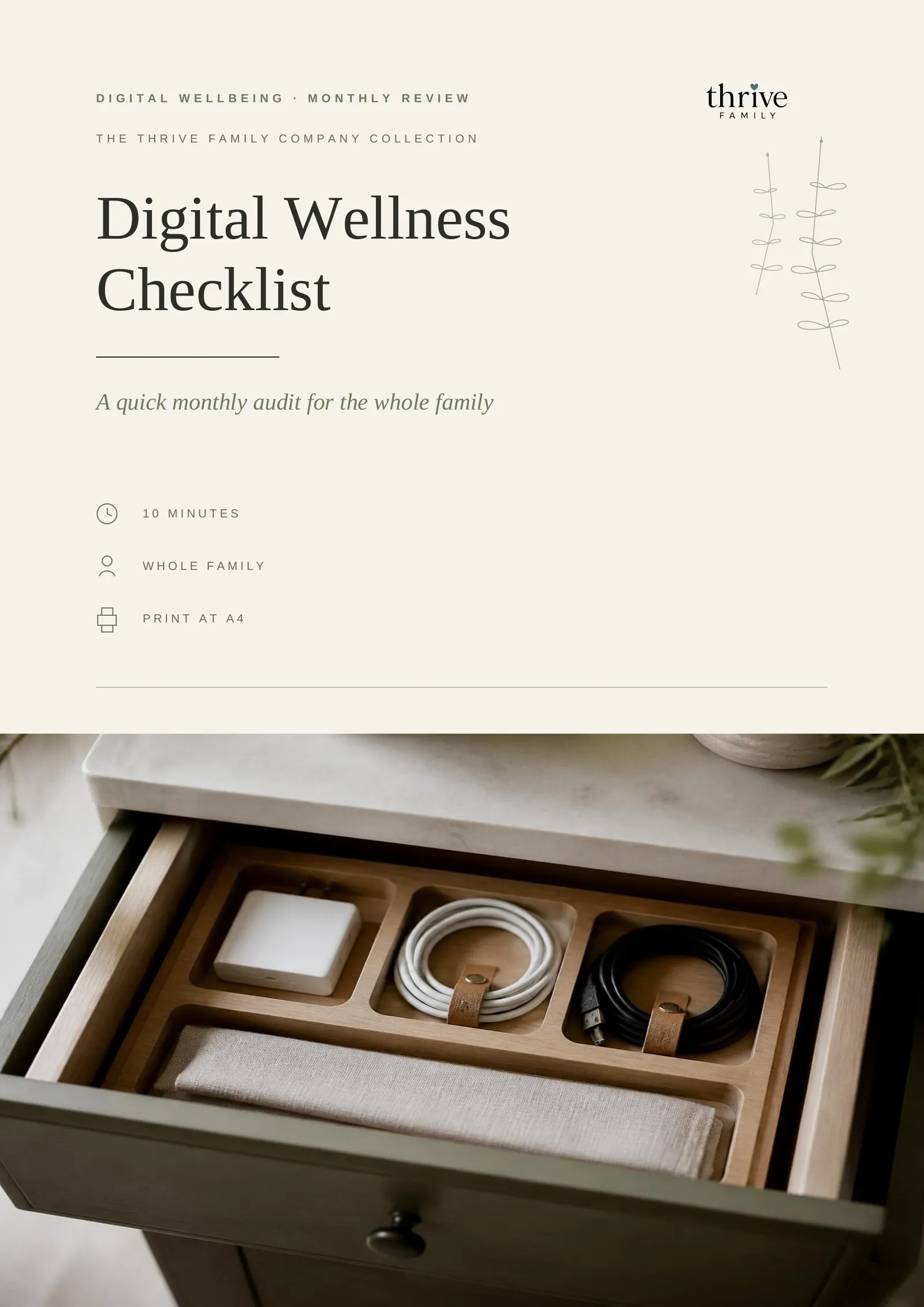 Cover of the printed checklist: Digital Wellness Checklist