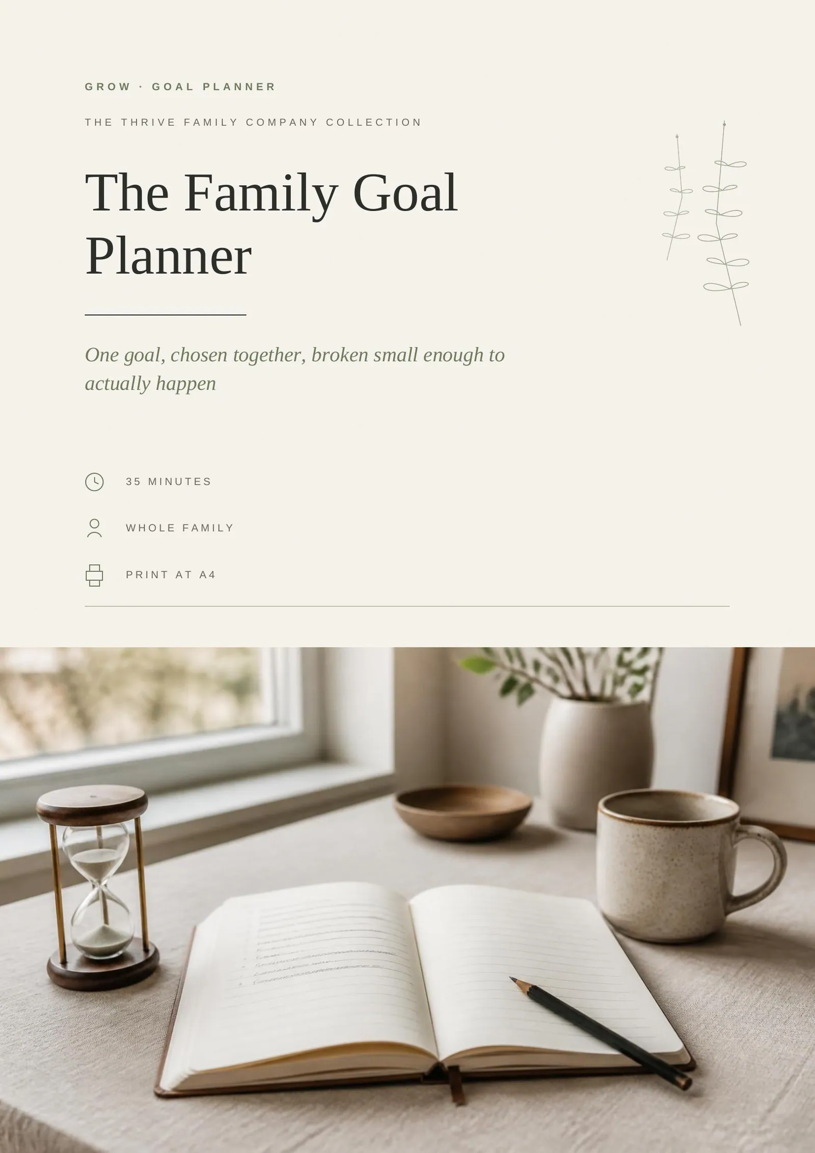 Cover of the printed planner: The Family Goal Planner