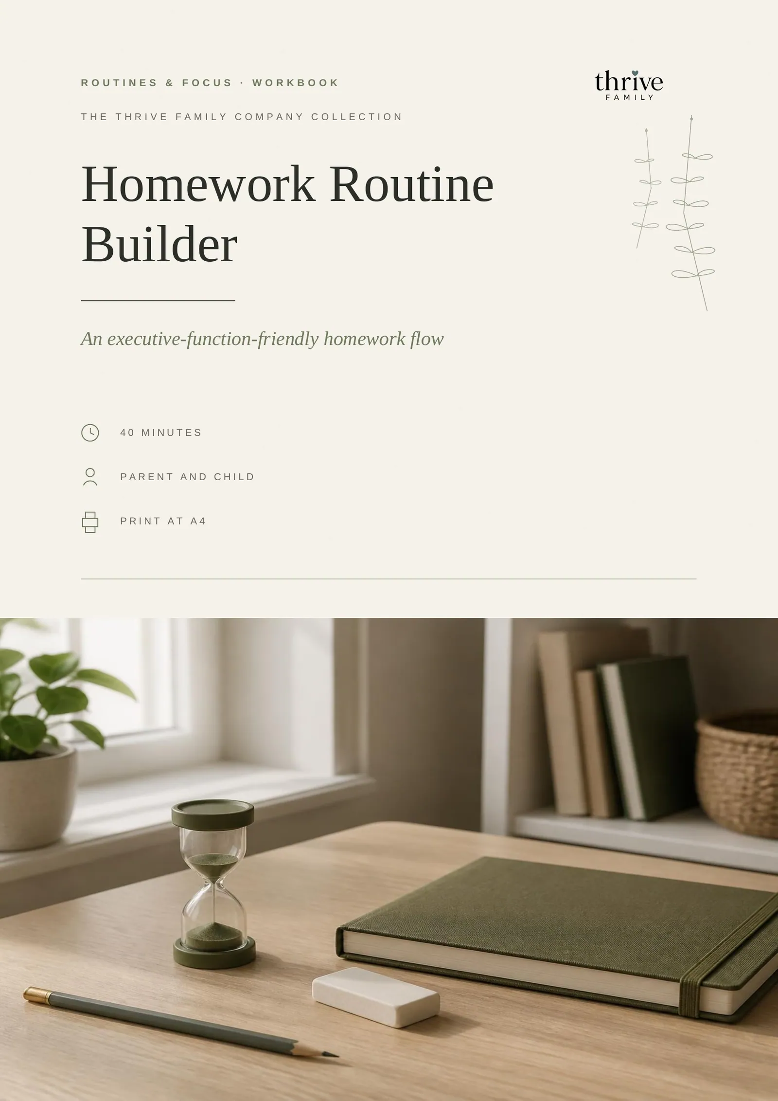Cover of the printed planner: Homework Routine Builder