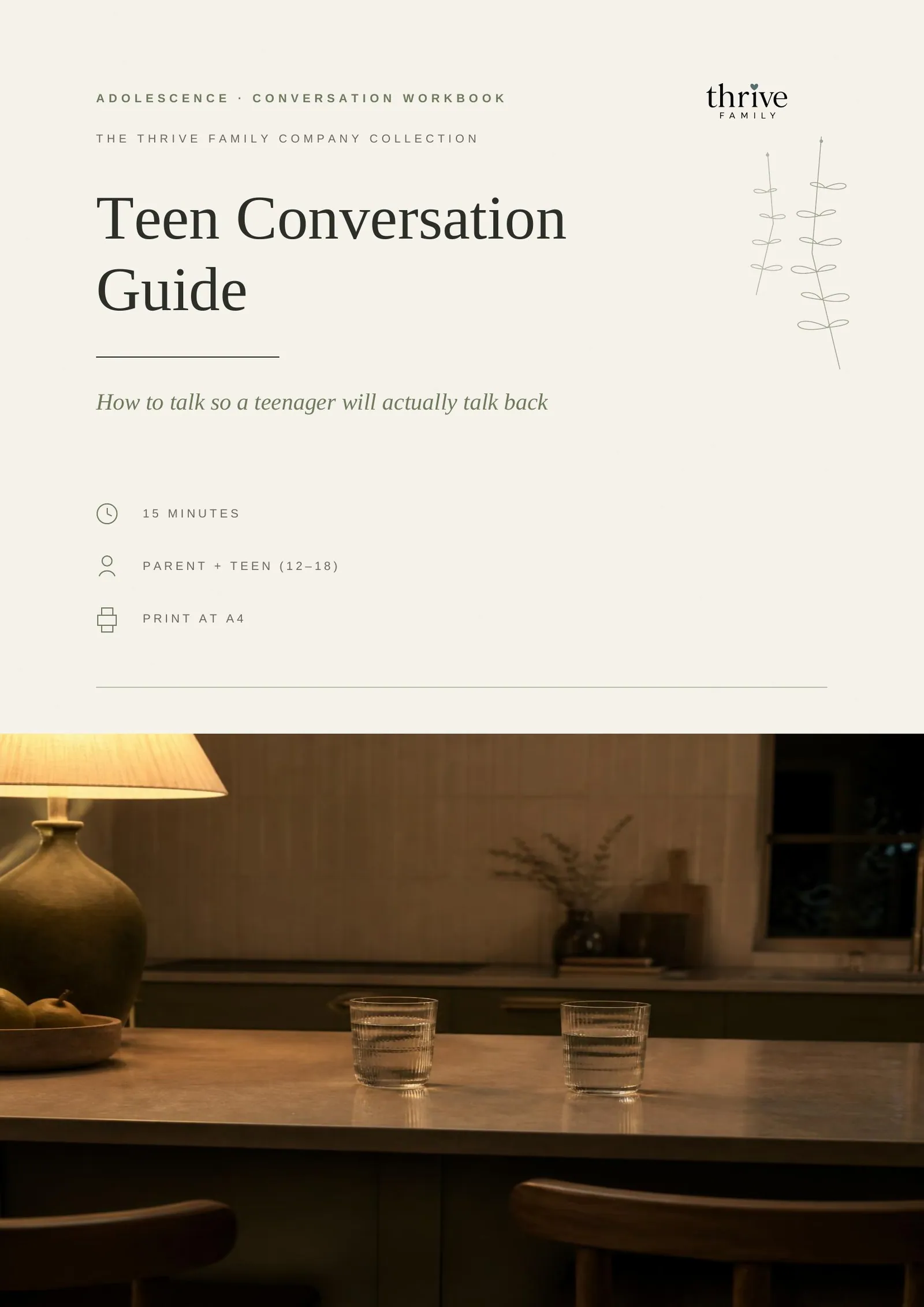 Cover of the printed guide: Teen Conversation Guide