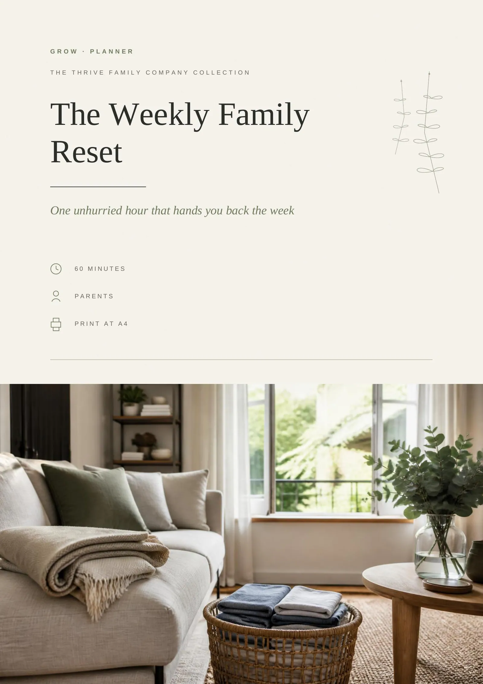 Cover of the printed planner: The Weekly Family Reset