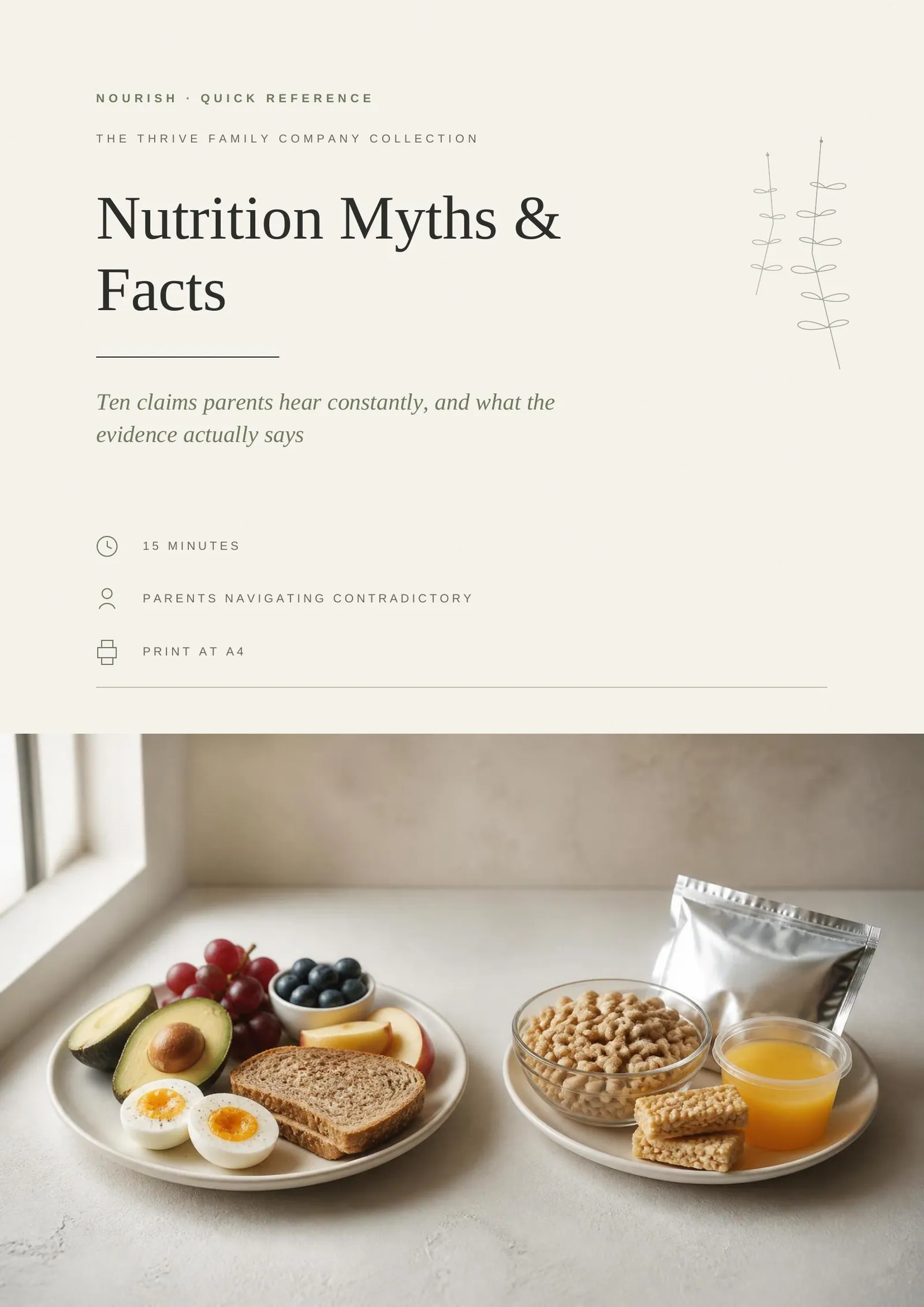Cover of the printed guide: Nutrition Myths & Facts