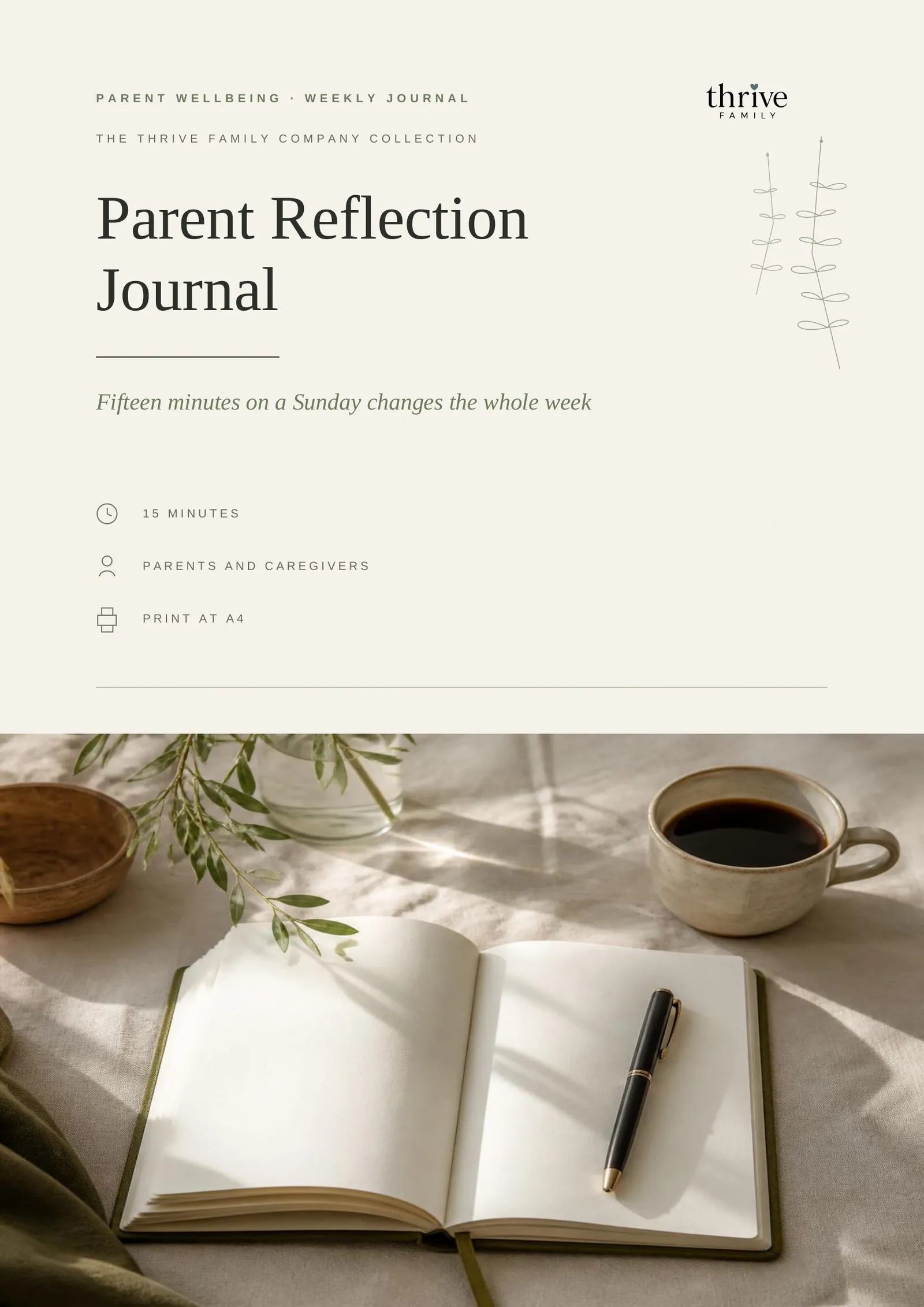 Cover of the printed journal: Parent Reflection Journal