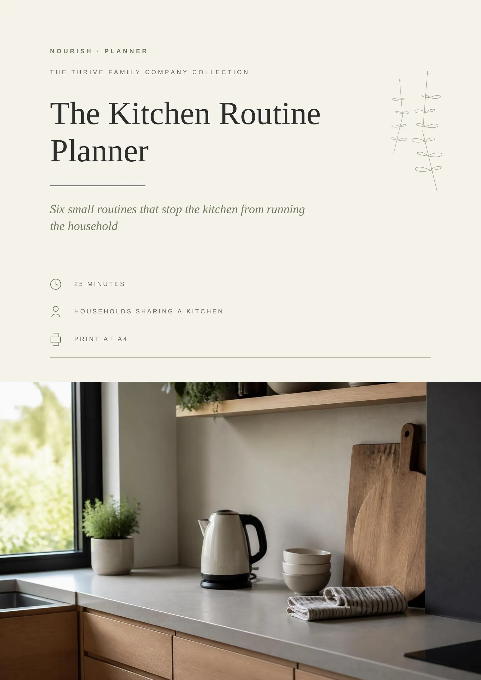 Cover of the printed planner: The Kitchen Routine Planner