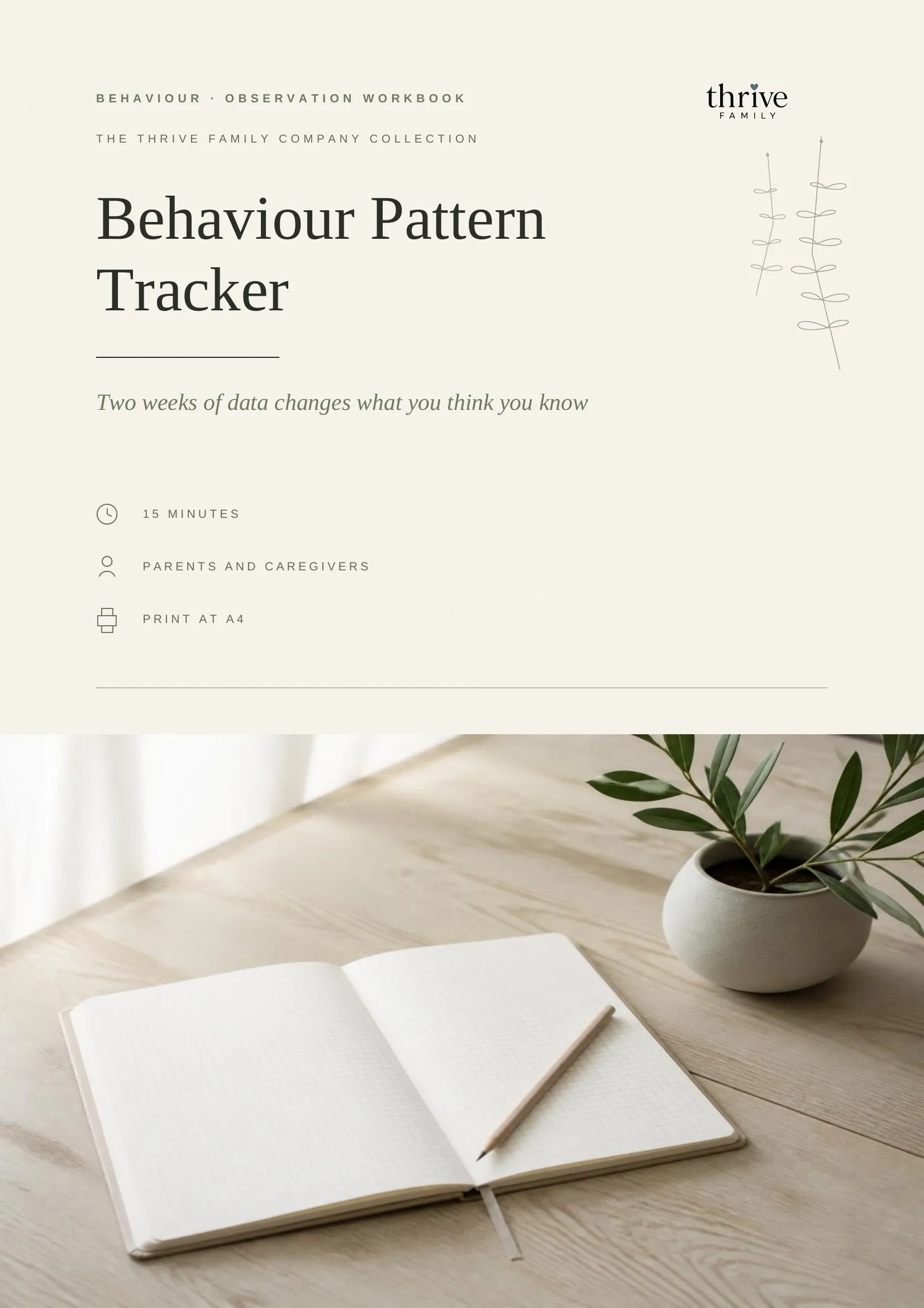 Cover of the printed tracker: Behaviour Pattern Tracker