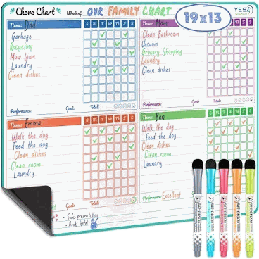 A reusable dry-erase checklist board for daily family routines