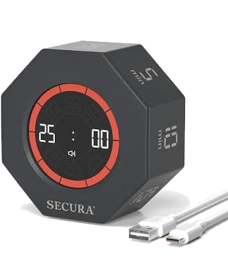 A compact focus timer showing a defined work interval
