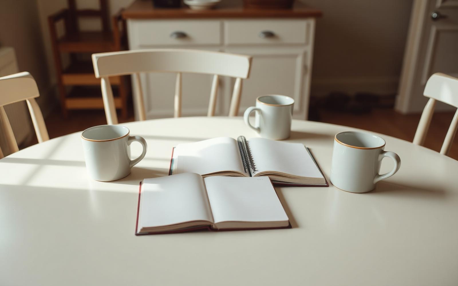 A handwritten weekly agenda and a small timer on a kitchen worktop
